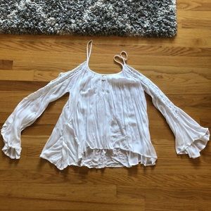 White spaghetti strap lace long sleeves